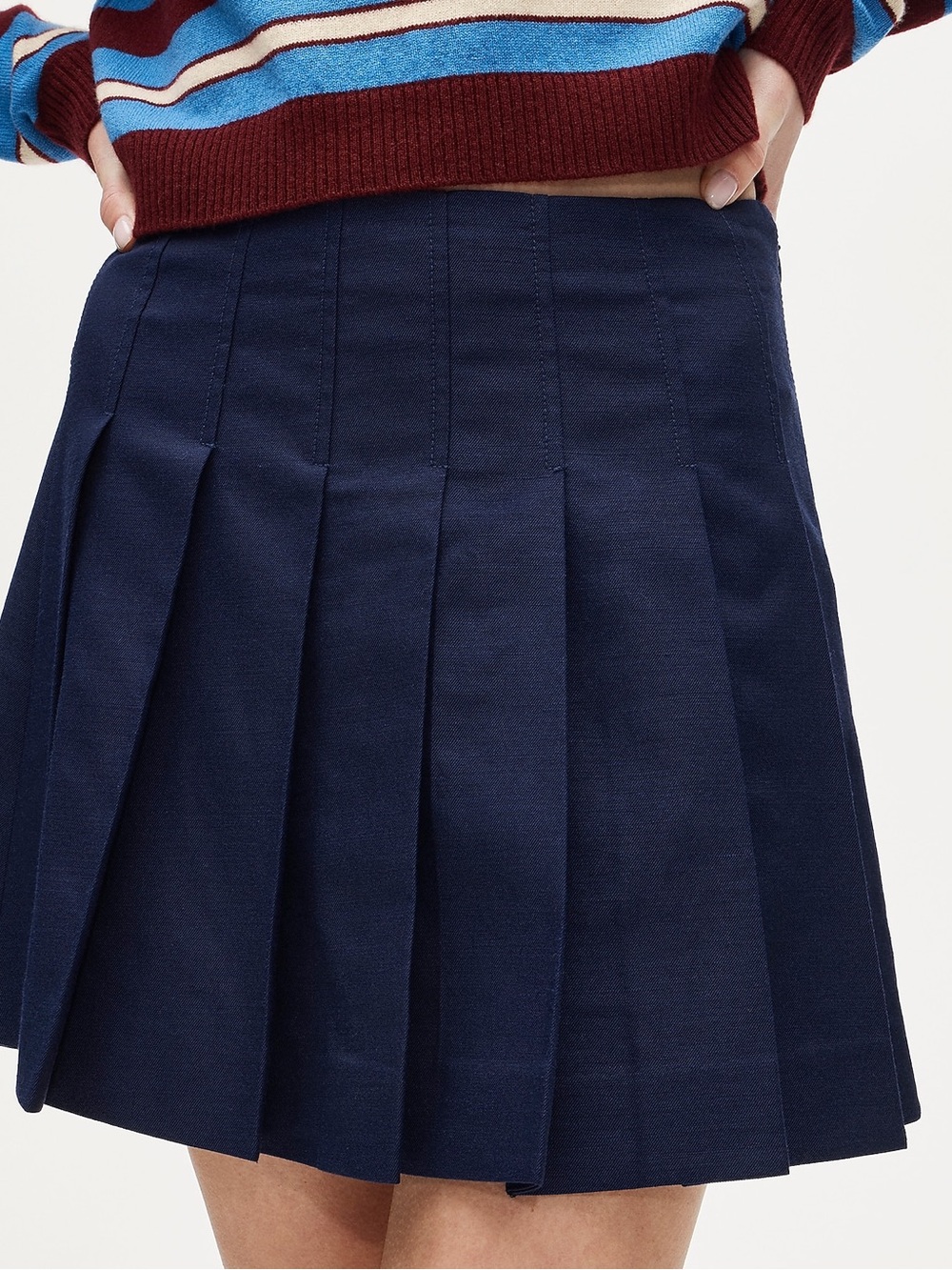 Jcrew Pleated Navy Mini Skirt - Women's Skirt